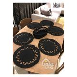 Home Turko Naturel, Jüt, Hasır, Supla, Sepet, Ekmek Sepeti, Amerikan Servis Takımı, 6 Supla, 1 Sepet Siyah