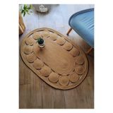 Home Turko Yıkanabillir,Çift Taraflı, Papatya Desenli, Bohem Tarzı Hasır/Jüt, Kilim, Halı. Modern, Ev Eşyası 80 x 200 HASIT-OVAL
