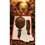 Home Vintage Bronz Gül Desenli Katlanabilir Ayna ve Tarak Seti | Nostaljik El Aynası | Hediye Kutulu Kadın Hediyesi
