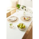 Home Wave 2 Adet Bej/Taş Suni Deri Sofra Sunum Tabak Altlığı Supla Amerikan Servisi 36x36 cm - 36 x 36 cm