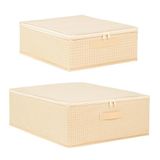 Home Wave 2'li Bej Pötikare Destekli Kutu Hurç Set 31 x 38 x 12 + 45 x 55 x 18 cm