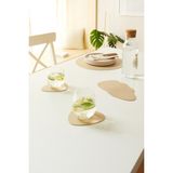 Home Wave 4 Adet Bej/Taş Renk Suni Deri Bardak Altlığı 13 x 11.5 cm