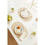 Home Wave 4'lü Bej/taş Renk Suni Deri Amerikan Servis Set 45 x 30 cm