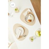 Home Wave 4'lü Bej/taş Renk Suni Deri Amerikan Servis Set 45 x 36 cm
