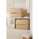 Home Wave 4'lü Büyük Boy Pötikare Hurç Set Baza Altı Bej Renk 62 x 46 x 22 cm Pratik Saklama Çözümü