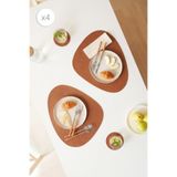 Home Wave 4'lü Taba/gri Renk Suni Deri Amerikan Servis 45 x 36 cm