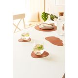 Home Wave 4'lü Taba/Gri Renk Suni Deri Bardak Altlığı 13 x 11.5 cm