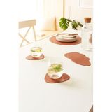 Home Wave 4'lü Taba/Gri Renk Suni Deri Bardak Altlığı 13 x 11.5 cm