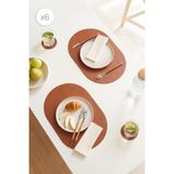 Home Wave 6'lı Taba/gri Renk Suni Deri Amerikan Servis Set 45 x 30 cm