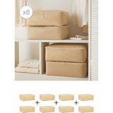 Home Wave 8'li Büyük Boy Bej Pötikare Baza Altı Hurç Set 62 x 46 x 22 cm - 8 Adet