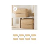 Home Wave 8'li Büyük Boy Bej Pötikare Baza Altı Hurç Set 62 X 46 X 22 Cm Bej