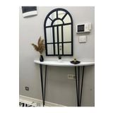 Home Yarım Ay Oval Kenar Dresuar Beyaz 100cm Siyah Ayak