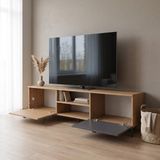 Homea 2 Kapaklı Tv Ünitesi Safir Meşe Modern Televizyon Ünitesi Salon Tv Sehpası