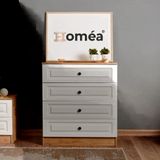 Homea 4 Çekmeceli Şifonyer Meşe Beyaz