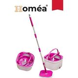 Homea Çift Kovalı Otomatik Mop Temizlik Seti Mor Renk Yüksek Emicilikte Kendini Sıkan Mikrofiber Paspas