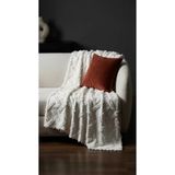 homease Premium Şönil Jakar Dokuma Sakallı Ekru Koltuk Örtüsü 175x215 cm - Kaymaz Yıkanabilir Lüks Çekyat ve Koltuk Koruyucu Örtü