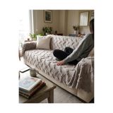 homease Premium Şönil Jakar Dokuma Sakallı Gri Koltuk Örtüsü 175x215 cm - Kaymaz Yıkanabilir Lüks Çekyat ve Koltuk Koruyucu Örtü