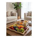 HomeBasics 3 Parça Ahşap Sunumluk Servis Tepsisi Dikdörtgen
