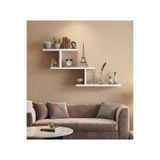 HomeBasics Üç Katlı T Şekilli Ahşap Duvar Rafı Depolama Rafı Beyaz