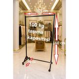 Homebella 160 cm Çelik Konfeksiyon Elbise Askılık Tekerlekli Portatif Eşek Home Hanger 105 cm En Demonte