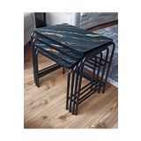 Homebella 3D Parlak Siyah 4'Lü Zigon Sehpa Takım Metal Statik Ayaklı Üreticiden Garantili