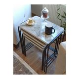 Homebella 4'Lü Zigon Sehpa Metal Statik Siyah Ayaklı Gri Mermer Üreticiden E1 Tse Garantili