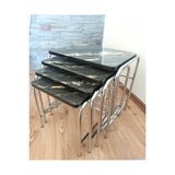 HOMEBELLA Florence Concept Krom Metal 4 Lü Lüks Zigon Sehpa Takımı