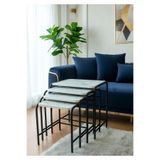 HOMEBELLA Metal Siyah Ayaklı 4'lü Beyaz Zigon Sehpa Üreticiden E1 Tse Garantili