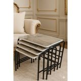 Homebella Milano 3D Parlak Sunta Metal Statik Siyah Ayaklı 4'Lü Zigon Sehpa Üreticiden E1 Tse