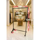 HOMEBELLA Premium 130 cm Çelik Konfeksiyon 105 cm En Askılık Tekerlekli Demonte Eşek Portmanto