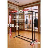 Homebella Premium 150 cm Çelik Konfeksiyon En 125 cm Elbise Askılık Tekerlekli Demonte Eşek Portmanto Hanger Rack