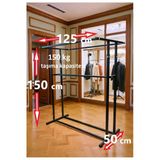 HOMEBELLA Premium 150 cm Çelik Konfeksiyon En 125 cm Elbise Askılık Tekerlekli Demonte Eşek Portmanto