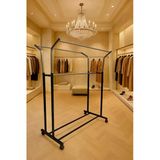 Homebella V Ayarlı 105 Cm En Çelik Konfeksiyon Elbise Askılık Tekerli Portatif Eşek Raf Home Hanger Vitrin