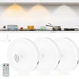 HOMEBEST Uzaktan Kumandalı Hareket Sensörü Puck Işıkları, Şarj Edilebilir Kabin Altı Aydınlatma Kablosuz, Manyetik Ultra LED Klozet Işığı Karartma ve Zamanlama, Mutfak için Tezgah Altı Işık, Vitrin