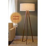 Homedit Toscana Antik Beji--3 Ayaklı Tripod Lambader Abajur Kumaş Başlık--bej-c