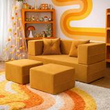 Homedius Loop Katlanır Yatak Olabilen Çok Amaçlı Çift Kişilik Koltuk Hardal Çift