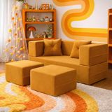 Homedius Loop Katlanır Yatak Olabilen Çok Amaçlı Çift Kişilik Koltuk Hardal