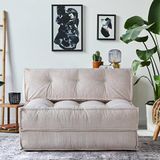 Homedius Mocca Fitilli Çift Kişilik Kadife Katlanır Yatak Olabilen Koltuk Krem