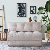 homedius Mocca Fitilli Kadife Çift Kişilik Katlanır Yatak Katlanır Koltuk Krem Çift