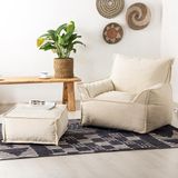 Homedius Notre Kadife Koltuk Puf Set - Açık Gri