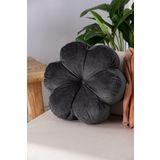 Homedius Papatya Bloom Dekoratif Kadife Kırlent- Antrasit - 40x40 Cm