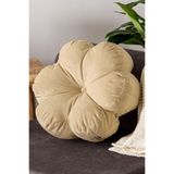 Homedius Papatya Bloom Dekoratif Kadife Kırlent- Bej - 40x40 Cm