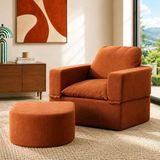 Homedius Sofa Bed Katlanır Yatak Olabilen Berjer Koltuk Puf Seti Antrasit Tek