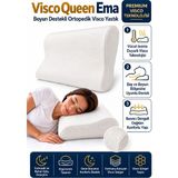 Homedius Visco Queen Ema Boyun Destekli Ortopedik Visco Yastık 55X35X12 cm - Beyaz