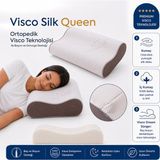 Homedius Visco Queen Spacer Silk Boyun Destekli Ortopedik Visco Yastık 55X35X12 cm - 55 x 35 x 12 cm - Beyaz