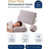 Homedius Visco Time Termoswitch Boyun Destekli Ortopedik Visco Yastık 50X32 cm - 50 x 32 cm - Beyaz