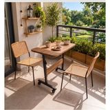 Homedora 60X40 cm Dar Balkon Kahvaltı Sehpası – Tekerlekli Çok Amaçlı Ahşap Balkon Masası - Kahverengi - 60 x 40 cm