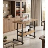 Homedora Ayarlanabilir Yükseklikli Tekerlekli Dikiş Makinesi Masası 80X40 cm – Alt Raflı - 80 x 40 cm - Çam