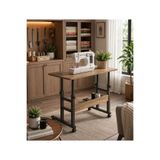 Homedora Ayarlanabilir Yükseklikli Tekerlekli Dikiş Makinesi Masası 80x40 cm – Alt Raflı