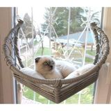 Homedora Harold Kedi Cam Yatağı & Cam Askılı Vantuzlu Kedi Yatağı Gri 40x40 cm